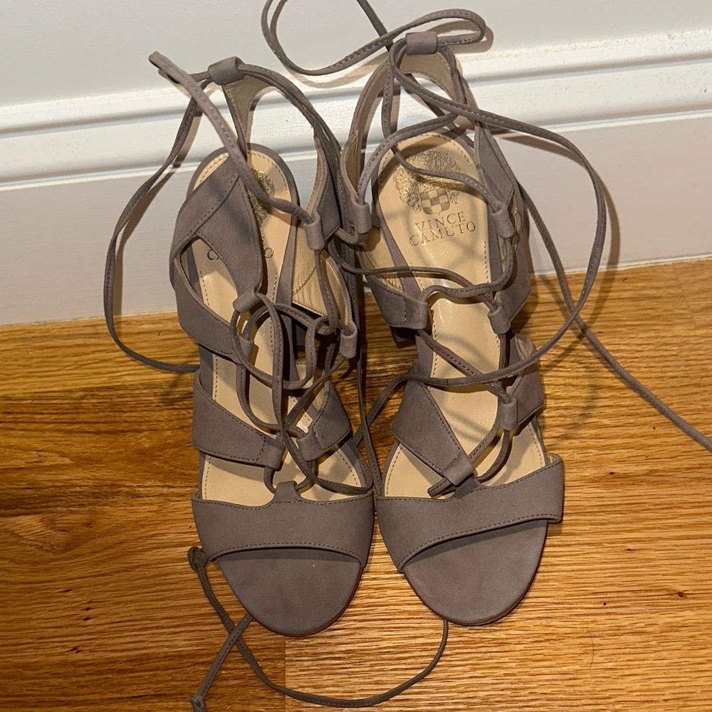 Vince Camuto Taupe Lace-Up Sandals